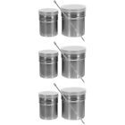  3 Sets Metal Salt Shake Stainless Steel Containers Sugar Bowl with Lid Duster