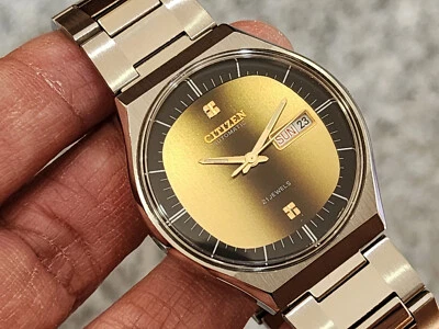 Relógio Citizen automático vintage perfeito 8200 GENTS olho de tigre mostrador marrom 71-1137 2 - Imagem 1 de 4