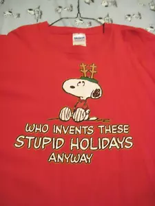 SNOOPY / PEANUTS RED CHRISTMAS T-SHIRT X LARGE - Picture 1 of 4