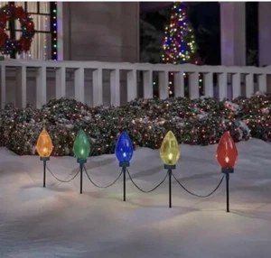 20 In. Multi-Colored Giant C7 LED Christmas Pathway Lights (Set of 5) Big Large - Picture 1 of 6