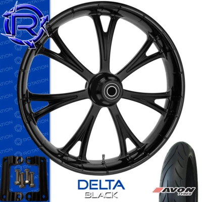 Rueda de motocicleta Rotation Delta negra paquete Kawasaki Vaquero Vulcan 21" Foto 1 de 3