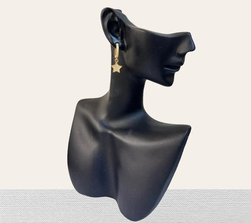 orecchini cerchio dorato argento 925 zirconi pendente stella scattino - Immagine 1 di 1