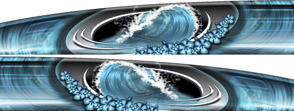 Calcomanía gráfica de vinilo con paneles laterales de remolque de hibisco de Hawaii para barco coche camión Foto 1 de 2