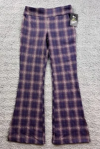 Art Class Girl's Size Large (10-12) Ponte Flare Slit Leggings Purple Plaid - Picture 1 of 6