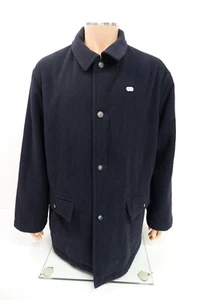 Lacoste Mens Wool Overcoat Coat Size 56/6 Navy Blue - Picture 1 of 12