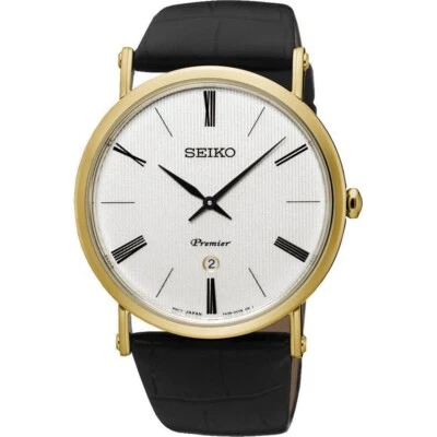 SEIKO SKP396P1 SKP396, мужской кварц, золотистый чехол, сапфировое стекло, дата, 3 бар - Изображение 1 из 2