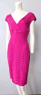 Adrianna Papell Sleeveless Dress Evening Women's Size 10 Hot Pink  - Image 1 of 4