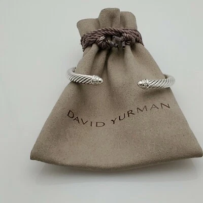 David Yurman 5 毫米电缆经典手链带钻石尺寸大号 — 第 1/4 张图片