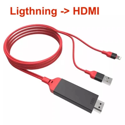 Lightnin zu HDMI Video Kabel Adapter 1.9M Full HD TV für iPhone IPad ITouch Rot - Bild 1 von 4