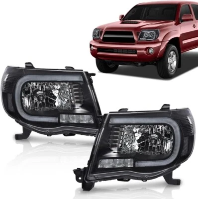 Faros proyectores tubo LED DRL para Toyota Tacoma 2005-2011 NEGRO lámparas Foto 1 de 4