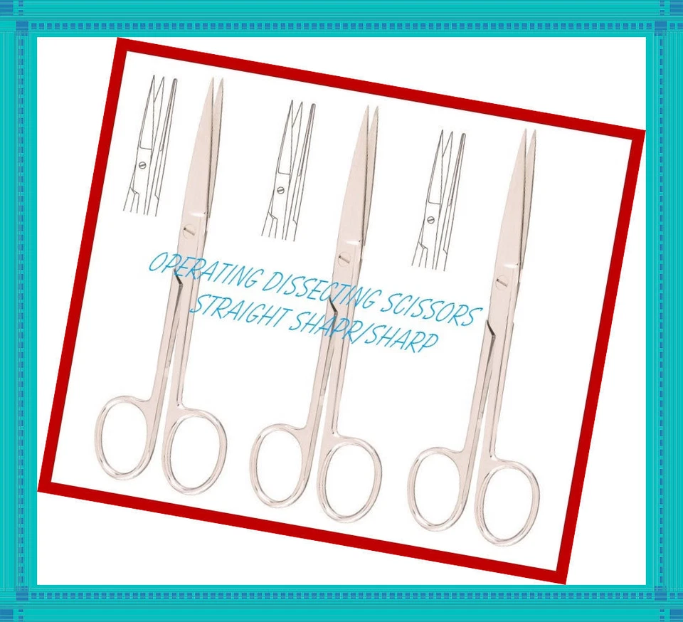 6 OPERATING DISSECTING SURGICAL SCISSORS 4.5" STRAIGHT S/S  Stainless Steel - Image 1 of 1