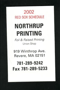Boston Red Sox 2002 Pocket Spielplan Northrup Printing - Bild 1 von 1