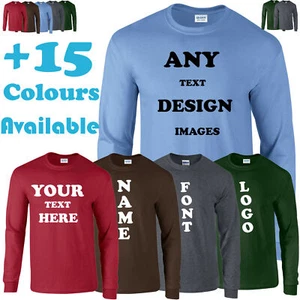 Custom Personalized Your Text Your Name Mens Ultra Cotton Long Sleeve T-Shirt - Picture 1 of 6