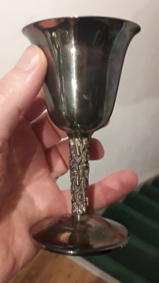 Pair Pinder Bros Silver Plate Brutalist 1970s Goblets 10.6cm • 4.99£