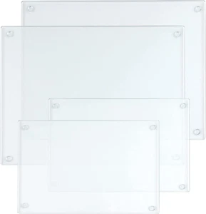 4 Pack Tempered Glass Cutting Board with Rubber Feet, Rectangle Non-Slip Choppin - Picture 1 of 12