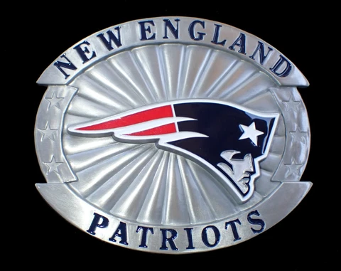 LARGE SIZED NEW ENGLAND PATRIOTS BELT BUCKLE SISKIYOU PEWTER & ENAMEL NEW Cover
