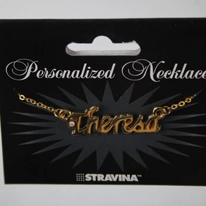 THERESA NEW Name Goldtone Rhinestone Accent 14.5" w 4.5" Multi Ring Ext Necklace - Picture 1 of 16