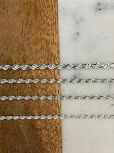 925 Sterling Silver Rope Chain Necklace 3mm 3.50mm 4mm 5mm, Lobster Clasp, New - Picture 1 of 6