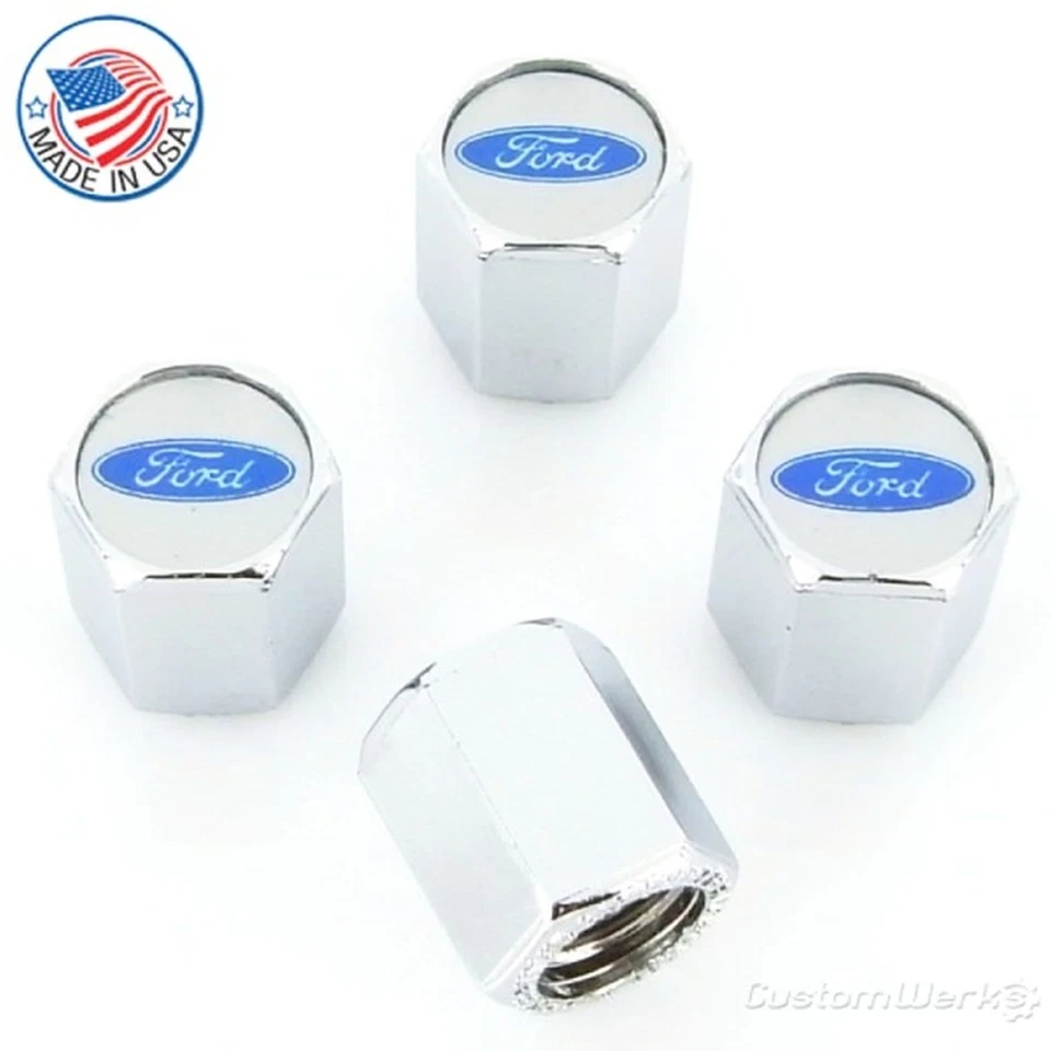 Ford Oval Logo Tire Stem Valve Caps (Chrome) - Image 1 of 3