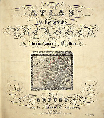 Neuchatel Fürstentum Originale Litografia Cartina Geografica Fiore Müller 1831 • 26.91€