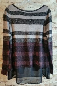 White House Black Market Women's Sz Small Sweater Tunic Metallic Long Sleeve  B - Picture 1 of 5