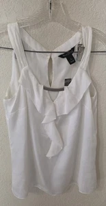 White House Black Market Sleeveless Ruffle Blouse Women's (Size:S) 19"PTP 24.5"L - Picture 1 of 8