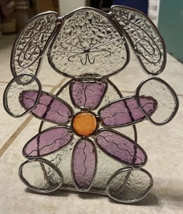 Stain Glass Window Sun Catcher Easter Bunny Tea Light Candle Holder - Picture 1 of 7