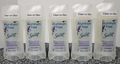 FIVE-SECRET Clear Solid LAVENDER DEORDORANT Aluminum Free 2.4oz/EACH - 5 TOTAL - Image 1 of 2