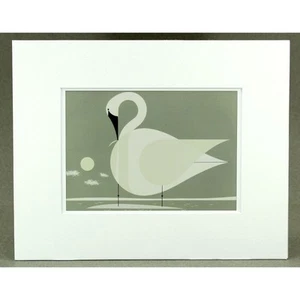 Trumpeter Swan Charley Harper Birds Matted Art Postcard White Style A 8 x 10" - Picture 1 of 1
