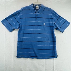 Cinch Polo Mens Medium Vintage Shirt Short Sleeve Blue Striped Golf 100% Cotton - Picture 1 of 13