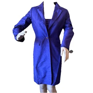 Conjunto de 2 piezas de abrigo de vestir sin tirantes vintage Moda International 0 púrpura seda - Imagen 1 de 17