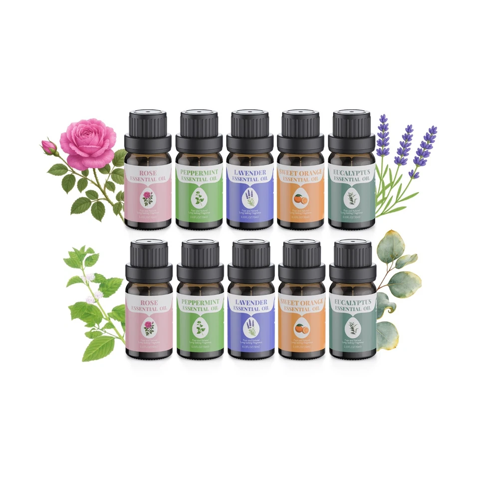 10pcs Local Warehouse Floral Scent Essential Oil, 10ML/0.34fl.oz Per Bottle - Image 1 of 4