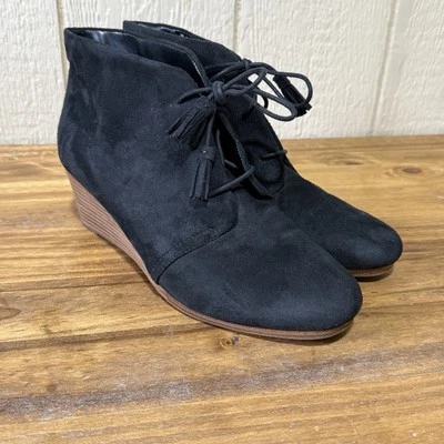Dr Scholls Ankle Boot Wedge Booties Women's Size 11 Lace Up Black Suede Leather - Image 1 of 4