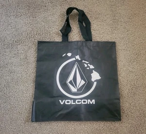 Volcom Hawaii Shopping Beach Tote Grocery Bag Surf Black Logo Aloha Handles - Picture 1 of 5