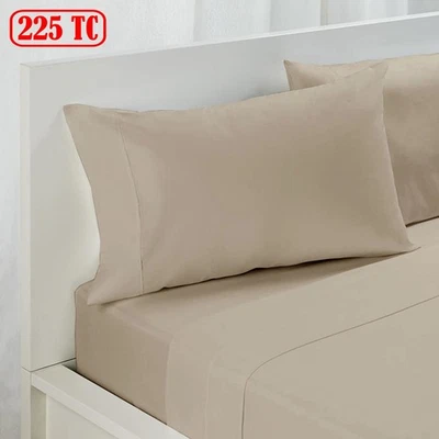 Juego de sábanas individuales 225TC poliéster algodón sésamo Foto 1 de 2