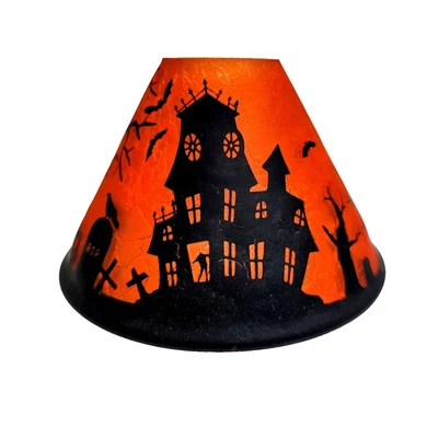Yankee Candle Halloween Shade Topper Haunted House Flying Witch Crackle Retired - Image 1 of 4
