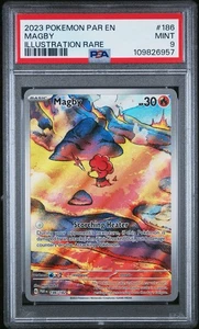 PSA 9 Magby Illustration Rare 186/182 SV04: Paradox Rift Holo - Picture 1 of 3