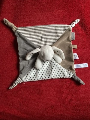 🇫🇷 Doudou Plat Lapin Blanc Gris Marron Étoiles Bruissant OBAIBI NEUF - Photo 1/4