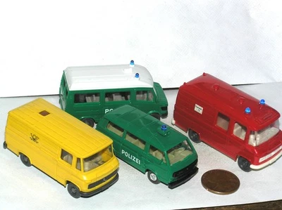 Vintage Wiking LOT of 4 Vans POLIZE AMBULANCE **GREEN LIGHT SPECIAL** - Image 1 of 3