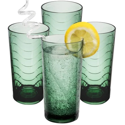 4x Camping Glas 260ml Grün Wasserglas Gläser Set Acryl Party Trinkglas Weinglas - Bild 1 von 4