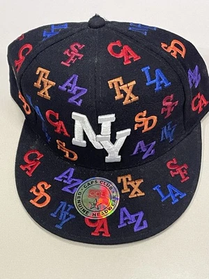 NY Flat Bill con CA SD TX SF AZ Gorra de Pelota Ajustada Bordada Talla Mediana Sombrero Foto 1 de 4