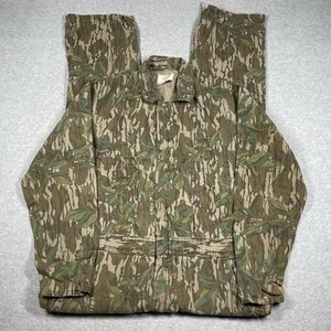 Vintage Mossy Oak Coveralls Mens 38x30 Camouflage Jumpsuit Hunting USA Full Zip - Picture 1 of 23