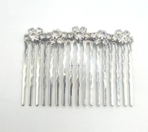 Rhinestone Silver Tone Hair Comb - Picture 1 of 2