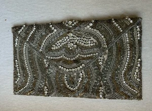 ZARA Envelope Clutch Purse/Bag Gray/brown Sequins/Jeweled/Beaded/Bejeweled - Picture 1 of 9
