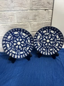 Dansk Arabesque (2) Salatteller 7,75" blau weiß handbemalt Philippinen - Bild 1 von 8