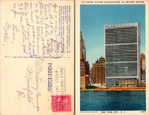 Historic Postcard of United Nations Headquarters ~ Midtown Skyline New York City - Picture 1 of 1