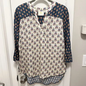 Anthropologie Maeve Floral Damask Print Top Blouse S Multicolor Boho Hippie Folk - Picture 1 of 7