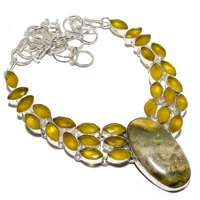 Ape Diaspro, Onice Gemma 925 Argento Sterling Gioiello Collana - Immagine 1 di 4