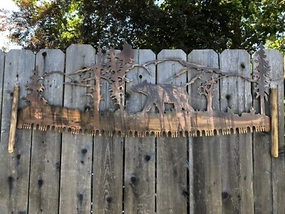 Sierra transversal de oso arte de pared decoración garaje rústico decoración del hogar arte en metal Foto 1 de 3