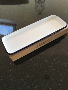 Enamel Tray With Blue Rim 35x12.5x2cm - Picture 1 of 3